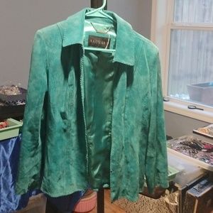 Saguaro suede jacket . turquoise